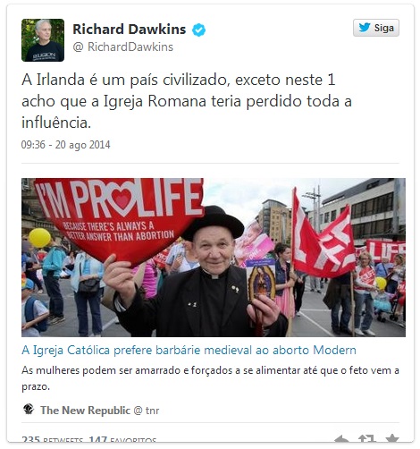 dawkins aborto igreja