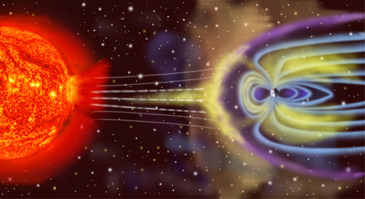 Concepção artística da Magnetosfera terrestre. Imagem fonte: NASA