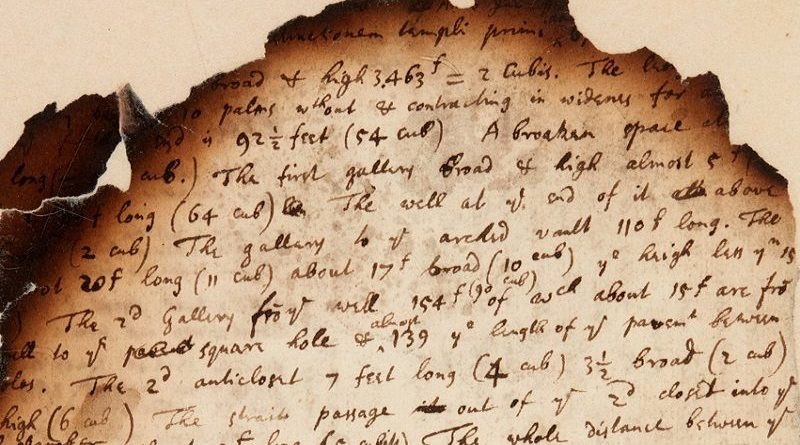 Anotações queimadas de Isaac Newton sobre a ‘Grande Pirâmide’ revelam sua pesquisa sobre o Apocalipse